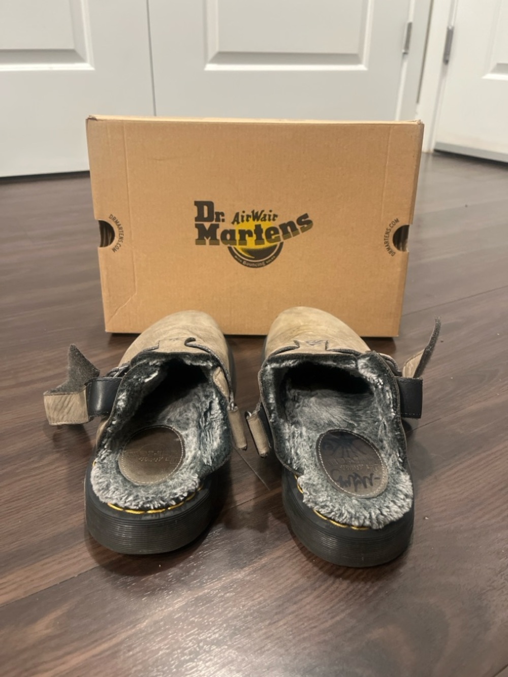 Dr. Martens Beige Fur-Lined Clogs